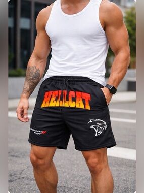 Dodge SRT Charger HELLCAT X Reason Mens Shorts Sz XL Sewn Logo Spellout  NEW!!
